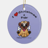 Ik hou van Kerstmis en Tassen Keramisch Ornament (Links)