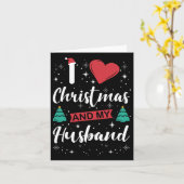 Ik hou van Kerstmis en van mijn man... ik snowflak Kaart (Gele Bloem)