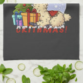 Ik hou van kerstmis lama theedoek (Gevouwen)
