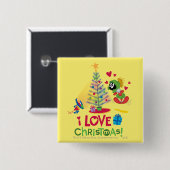 Ik hou van Kerstmis - MARVIN THE MARTIAN™ Vierkante Button 5,1 Cm (Voorkant /achterkant)