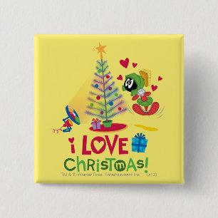 Ik hou van Kerstmis - MARVIN THE MARTIAN™ Vierkante Button 5,1 Cm