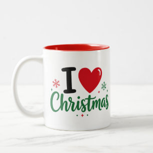 Ik hou van Kerstmis Mooie Vakantie Typografie Ontw Tweekleurige Koffiemok