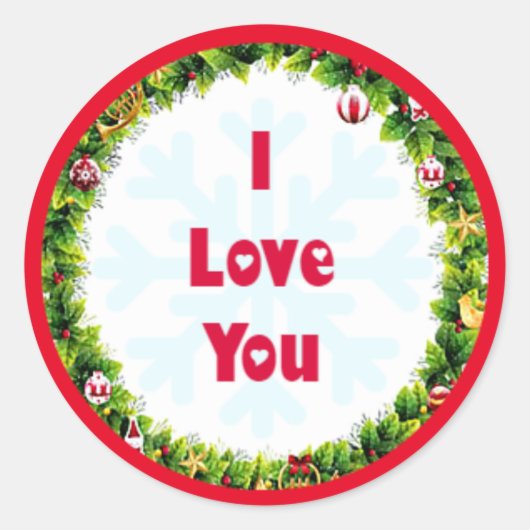 Ik hou van Kerstmis Ronde Sticker (Voorkant)
