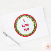 Ik hou van Kerstmis Ronde Sticker (Envelop)