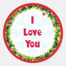 Ik hou van Kerstmis Ronde Sticker