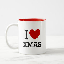 Ik hou van Kerstmis Twee-Tons Koffiemok Tweekleurige Koffiemok