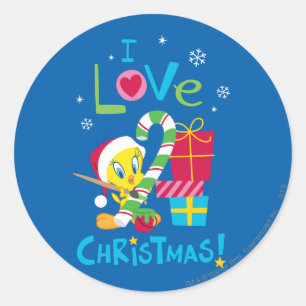 Ik hou van Kerstmis - TWEETY™ Ronde Sticker