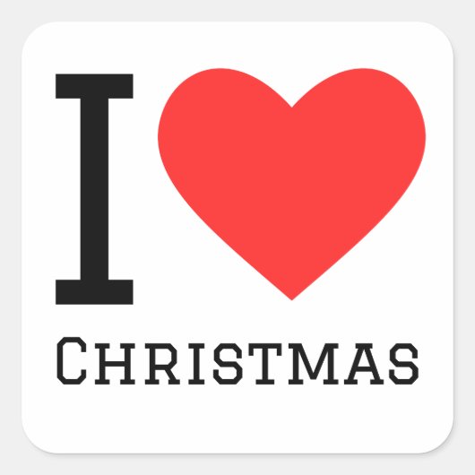 Ik hou van Kerstmis Vierkante Sticker (Voorkant)