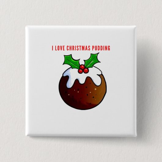 Ik hou van kerstpudding vierkante button 5,1 cm (Voorkant)