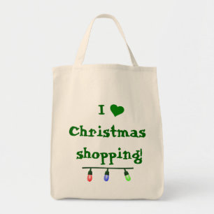 Ik hou van kerstwinkelen (hart) tote bag
