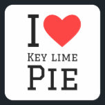 Ik hou van key limoen pie vierkante sticker<br><div class="desc">Ik hou van key limoen pie,  voor dessertliefhebbers</div>