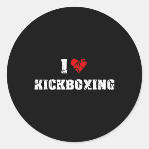 Ik hou van kickboksen fitness voor mannen vrouwen  ronde sticker
