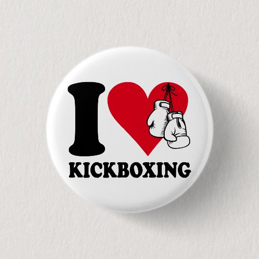 Ik hou van kickboksen ronde button 3,2 cm (Voorkant)