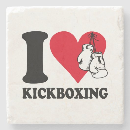 Ik hou van kickboksen stenen onderzetter (Voorkant)