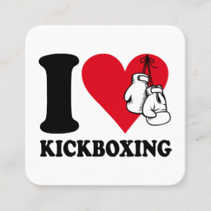 Ik hou van kickboksen vierkante visitekaartje