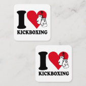 Ik hou van kickboksen vierkante visitekaartje (Voorkant / Achterkant)