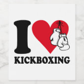 Ik hou van kickboksen wijn etiket (Enkel label)
