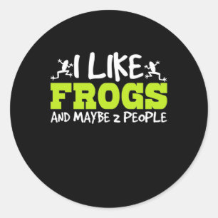 Ik hou van kikkers en misschien 2 mensen ronde sticker