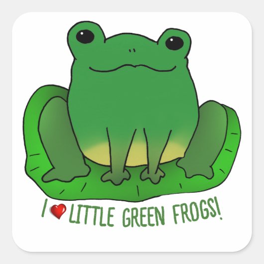 Ik hou van kikkers vierkante sticker (Voorkant)