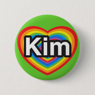 Ik hou van Kim. Ik hou van je Kim. Hart Ronde Button 5,7 Cm