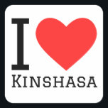 Ik hou van Kinshasa Vierkante Sticker<br><div class="desc">Ik hou van Kinshasa,  voor Congo liefhebbers</div>