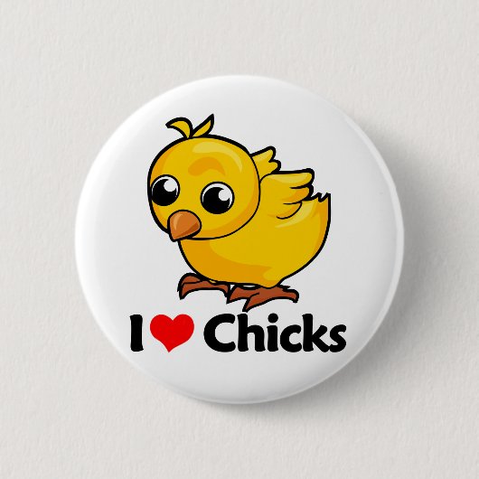 Ik hou van kip ronde button 5,7 cm (Voorkant)