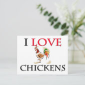 Ik hou van kippen briefkaart (Staand voorkant)