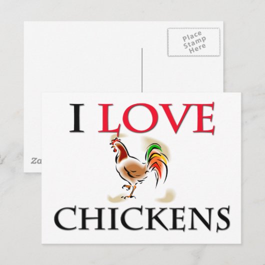 Ik hou van kippen briefkaart (Voorkant / Achterkant)
