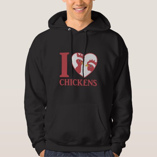 Ik hou van kippen Cu Hoodie (Voorkant)