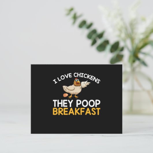 Ik hou van kippen die poop Breakfast Funny Chicken Briefkaart (Staand voorkant)