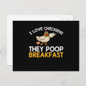 Ik hou van kippen die poop Breakfast Funny Chicken Briefkaart (Voorkant / Achterkant)