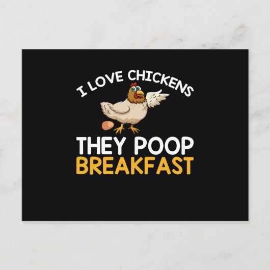 Ik hou van kippen die poop Breakfast Funny Chicken Briefkaart (Voorkant)