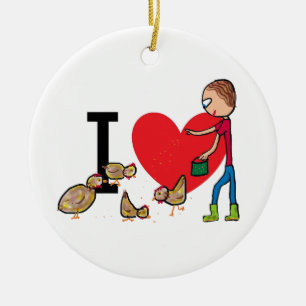 Ik hou van kippen keramisch ornament