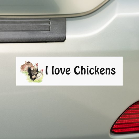 Ik hou van kippen, kippen en schuur Bumpersticker (Op auto)