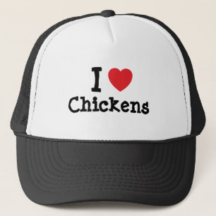 Ik hou van kippen, op maat gesneden hart trucker pet