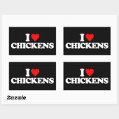 IK HOU VAN KIPPEN RECHTHOEKIGE STICKER (Vel)