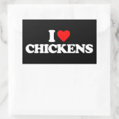 IK HOU VAN KIPPEN RECHTHOEKIGE STICKER (Tas)