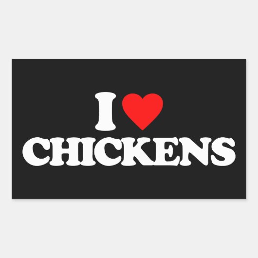 IK HOU VAN KIPPEN RECHTHOEKIGE STICKER (Voorkant)