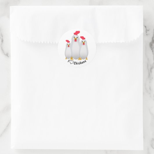 Ik hou van kippen! ronde sticker (Tas)