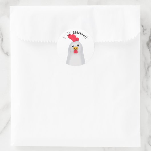 Ik hou van kippen! ronde sticker (Tas)