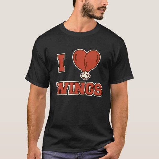 Ik hou van kippenvleugels t-shirt (Voorkant)