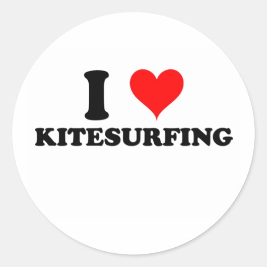 Ik hou van Kitesurfing Ronde Sticker (Voorkant)