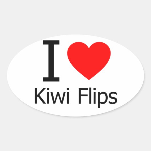 Ik hou van Kiwi Flips Ovale Sticker (Voorkant)