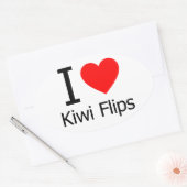 Ik hou van Kiwi Flips Ovale Sticker (Envelop)