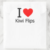 Ik hou van Kiwi Flips Ovale Sticker (Tas)
