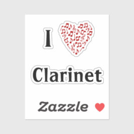 Ik hou van klarinet Rode hart van muzieknoten viny Sticker