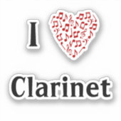 Ik hou van klarinet Rode hart van muzieknoten viny Sticker (Voorkant)