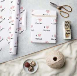 Ik hou van klarinet rood hart van Muzieknoten Cadeaupapier