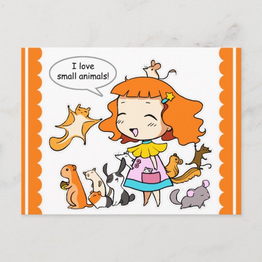 Ik hou van kleine dieren briefkaart (Voorkant)