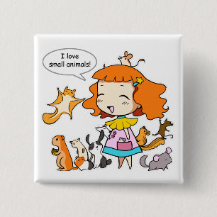 Ik hou van kleine dieren vierkante button 5,1 cm